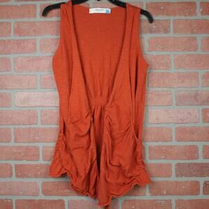 Sparrow Anthropologie Burnt Orange Knit Sweater Cardigan Vest Open Front Small